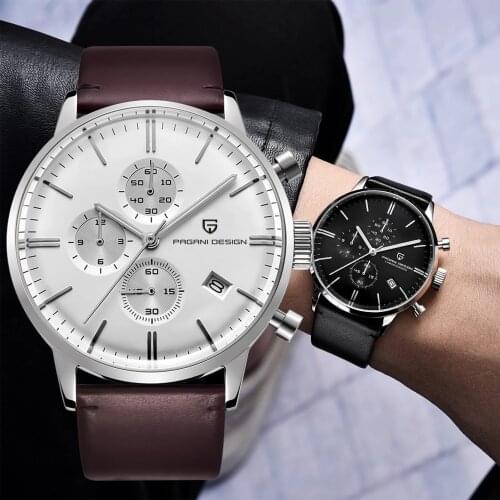 PAGANI DESIGN Casual Fashion Chronograph Quartz Watch Men Leather Watch 2021 Luxury Men Sapphire Glass Men Watches reloj hombre