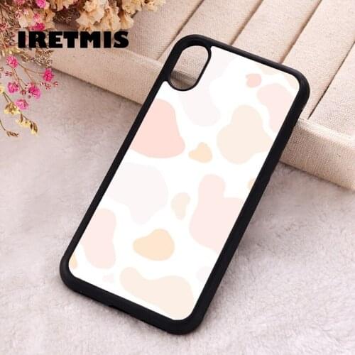 Iretmis 5 5S SE 2020 Phone Cover Cases for iPhone 6 6S 7 8 Plus X Xs Max XR 11 12 MINI Pro Rubber Silicone Peach Cow