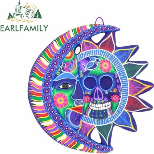 EARLFAMILY 13cm x 12cm For Art Sun Moon Bumper Car Stickers Custom Printing Decal 3D Waterproof Vinyl Material For JDM SUV RV