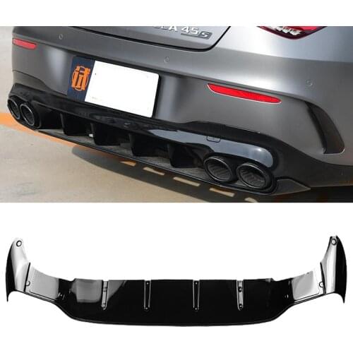 Glossy Black for Mercedes Benz W118 C118 CLA35 CLA45 AMG 2019-2024 Car Rear Bumper Lip Diffuser Spoiler Splitter Protector Gurad