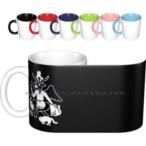Baphocats Ceramic Mugs Coffee Cups Milk Tea Mug Cats Cat Baphomet Satan Satanic Metal Metal Music Devil Demon Pentagram Goat