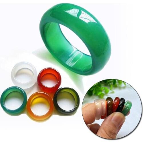 Agate Chalcedony Ring Mens And Womens Yellow-green-blue Black-white Silky Jade Crafts