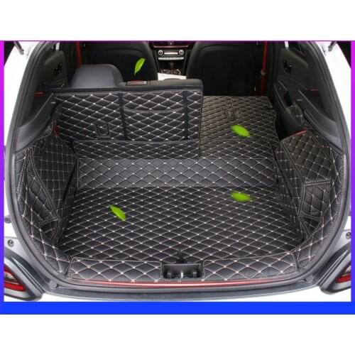 Car trunk mats for Hyundai Encino Kona luxury wearable Leather Car Trunk Mat cargo liner 2018 2019 2020 luggage boot rug carpet