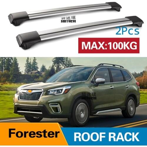 2Pcs Roof bars For SUBARU Forester 2013 - 2017 2015 2016Aluminum Alloy Side Bars Cross Rails Roof Rack Luggage CUV SUV LED