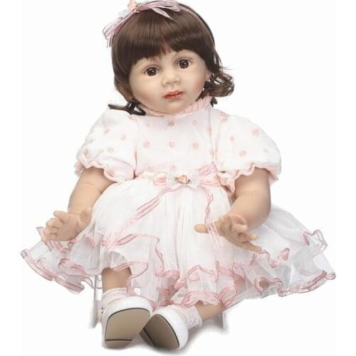 24" Bebe reborn Doll Fridolin reborn toddler girl silicone vinyl baby doll toys gift clothing model bonecas
