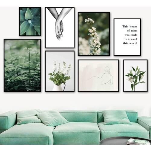 Daisy Lily Flower Woman Line Hold Hand Wall Art Canvas Painting Nordic Posters And Prints Wall Pictures For Living Room Decor