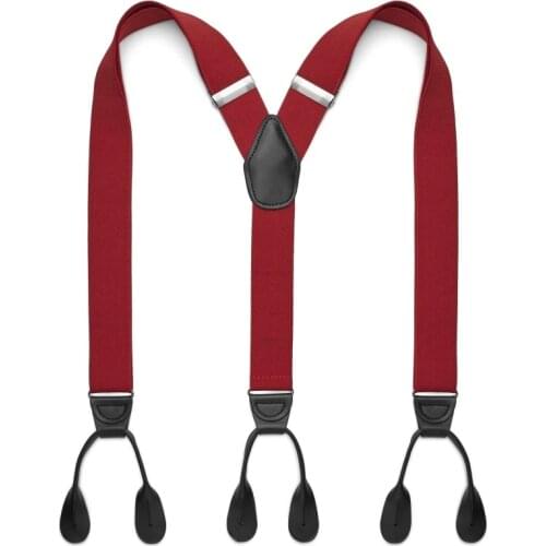 Adult Adjustable Business Suspenders Belt Button Suspender Braces Unisex Microfiber Leather Suspenders 3 Clips 3.5 Width