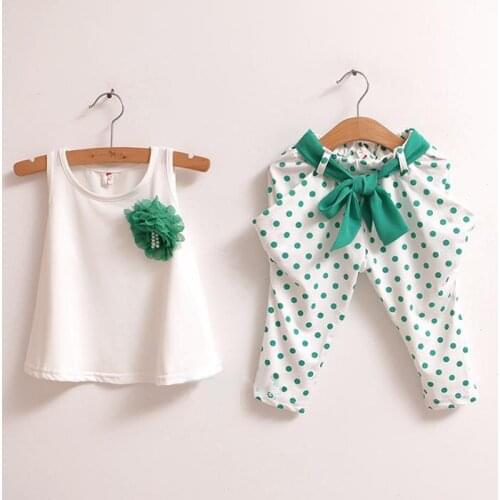 Fashion Girls Clothing Set 2018 Summer Childrens Sets Girl Clothing T-shirt+ Pants 2 PC Kids Summer Suit