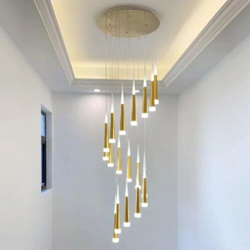 Ouyang Chen lighting European modern new LED ring chandelier living room bedroom kitchen dining room staircase chandelier lighti