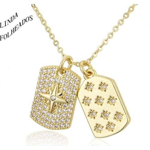 LINDAFOLHEADOS Necklace Women Meteor Double Star Party Card Six-Pointed Pendant Sweater Chain Collarbone Couple New Product