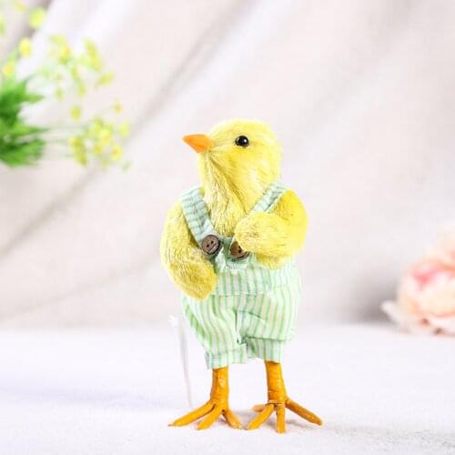 Easter Straw Chick Ornament Wearing Romper Cute Artificial Chick-Shaped Simulation Doll Ornament Figurines Tabletop Garden Decor