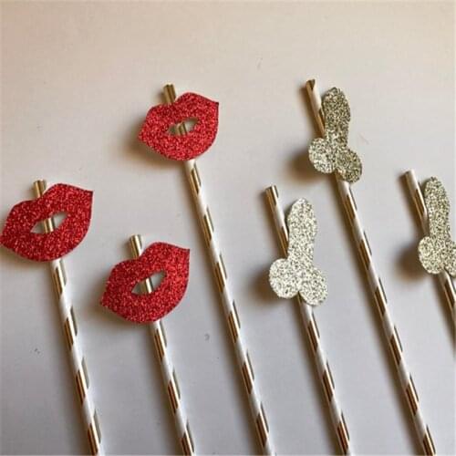 6Pcs Hen Party Props Lips Straw Decoration Bachelor Party Decoration Photo Props Wedding Party Table Wine Glass Decoration qq016