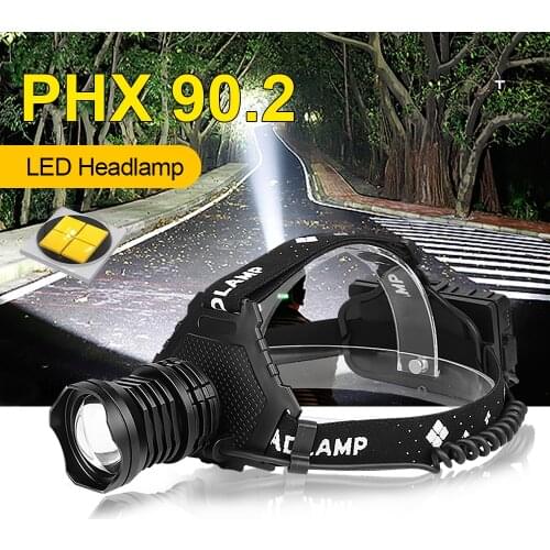Most Powerful XHP90.2 Led Headlamp 300000LM Head Lamp USB Rechargeable Headlight Waterproof XHP90 Head Llight Zoom Fishing Light