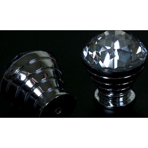 Modern simple fashion glass crystal drawer tv cabinet knobs pulls silver chrome kitchen cabinet cupboard handles knobs pulls