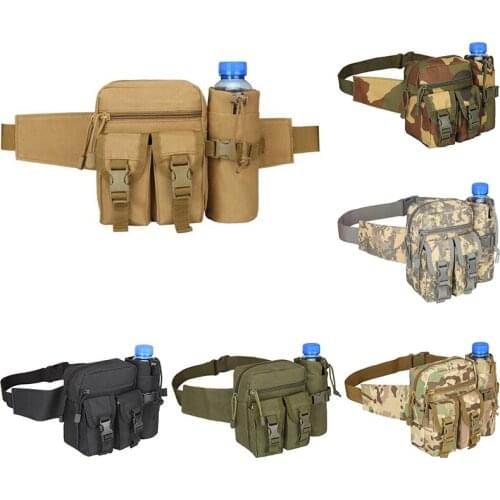 Tactical Military Nylon Waist Bag Men Waterproof Outdoor Sports Water Bottle Pouch Belt Pocket for Hunting Travel Camping Hiking
