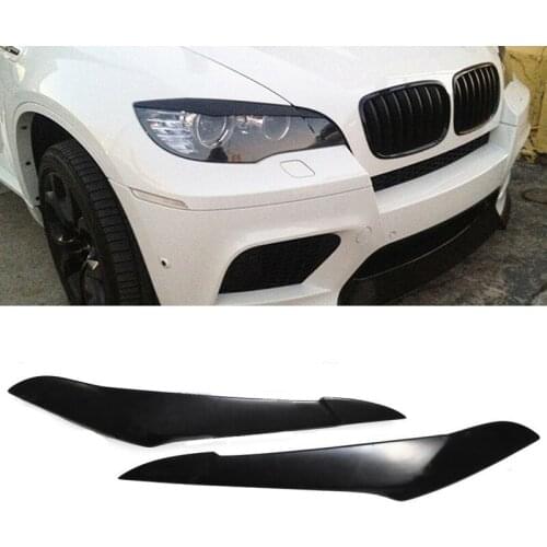 For-BMW X5 E70 2007-2013 Headlight Lid Eyebrows Headlight Eyelids Decoration Head Light Lamp Cover Trim Gloss Black