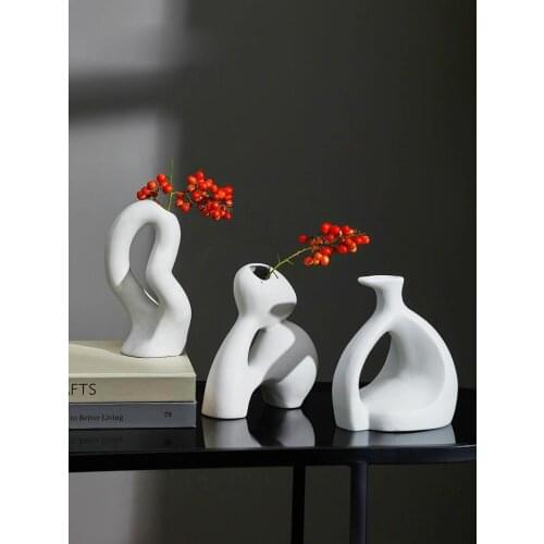 Vase Ceramic Vase White Nordic Style Ceramic Vase Modern Minimalist Vase Vase for Home Decoration Decoracion Nordica Hogar