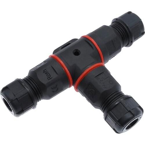 IP68 Waterproof connector T Shape 3 Pin 250V 24A Cable Wire Gland Sleeve connector quick connect waterproof connector