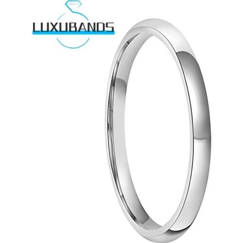2MM Tungsten Wedding Ring For Men Wemen Fashion Domed Band Polished Finish Comfort Fit