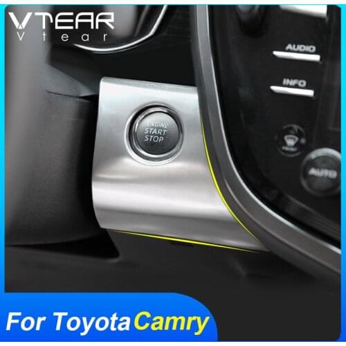 Vtear car start button Stainless steel trim cover For Toyota Camry interior frame styling accessories Mouldings decoration parts