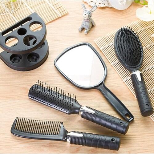 High Quality Plastic Salon Hair Comb And Mirror Set Hair Brush Massage Comb Mirror Holder Hairbrush Styling Tools