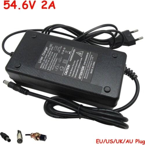 48V electric bike battery charger Output 54.6V 2A XLRM GX16-3 RCA plug use for 48V2A ebike lithium battery pack DC 5.5*2.1