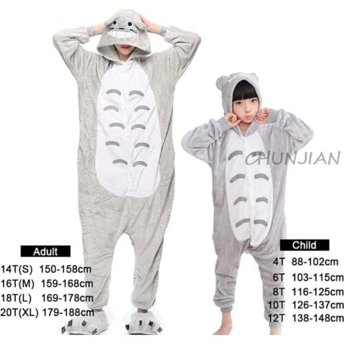 Girls Boys Winter Kigurumi Pajamas Unicorn Cartoon Anime Licorne Onesies Kids Sleepwear Warm Jumpsuit Children Pajamas Totoro
