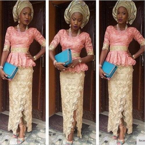 Elegant Long Evening Dresses Peplum Formal Dress Evening Lace Saudi Arabia Prom Gowns 34 Sleeve Ruffles Vestido De Festa Longo