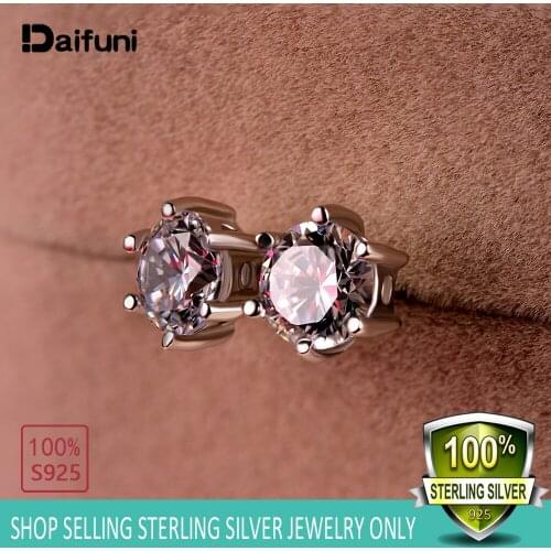 1 Pair 925 Sterling Silver Classic Fashion 5mm 6mm Six Claws Zircon Stud Earrings For Daily Wear Silver Earrings Women Men Gift