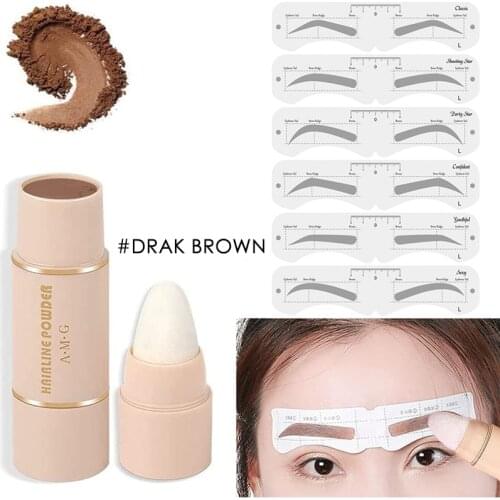 1 Pcs Eyebrow Stamp 6 Kind Eyebrow Stencil Shaping Makeup Kit Waterproof Brow Powder Vegan Eye Eyebrow Definer Brow Powder