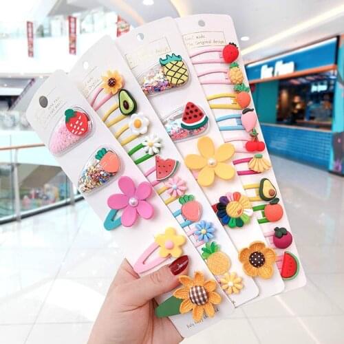 10/15/20 Pcs/Set Girls Cute Cartoon Fresh Fruit Barrettes Hairpins Children Lovely Hair Clips Kids Hair Bands Hair Accessories