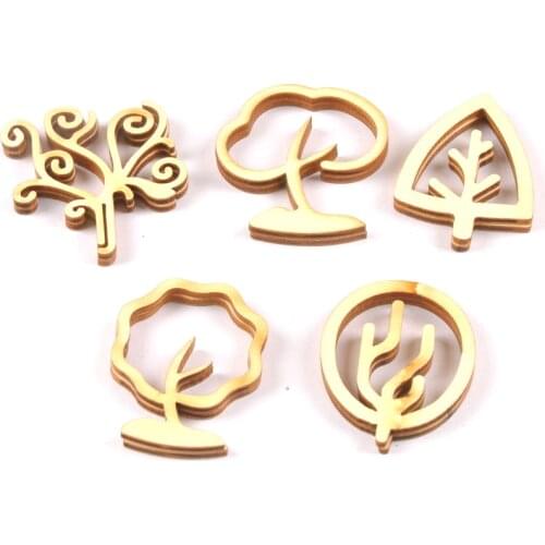 10pcs creativity tree Pattern Wood Craft DIY Handmade Scrapbooking Accessories wood decoration For Home Decoration m2117