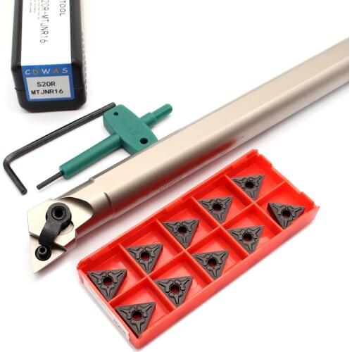 10PCS TNMG160404 TNMG160408 TM PC4125 Inserts + 1PC S20R MTJNR16 Internal Turning Tool Holder CNC Lathe Tools For Hard Steel