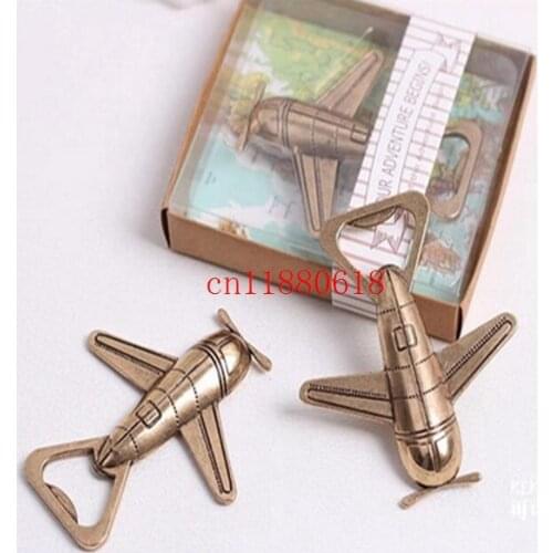 100pcs/lot Free Shipping Antique Air Plane Airplane Shape Wine Beer Bottle Opener Metal Openers For Wedding Party Gift Favors