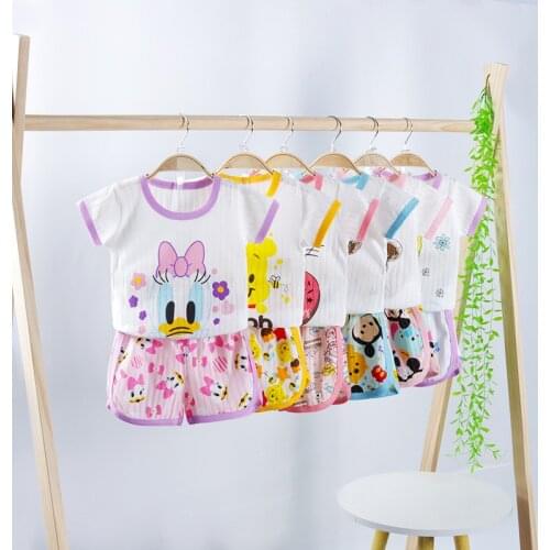 2021 Summer Childrens Clothing Sets Newborn Baby Boys Girls Disney Daisy Mickey Short Sleeve T-shirt And Shorts 2-piece Suit