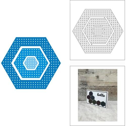 2021 New Nesting Dotted Hexagons Metal Cutting Dies for DIY Scrapbooking Decor and Card Making Paper Craft Embossing No Stamps