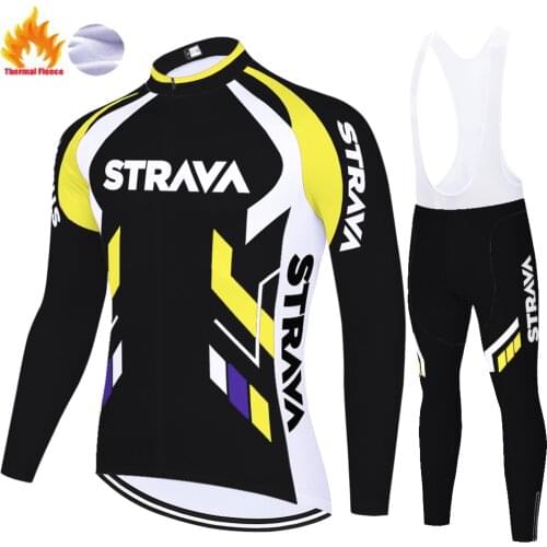 2021 STRAVA ropa ciclista hombre 20D gel pad Winter Thermal Fleece warm bike clothes long sleeve cyling jersey cicling clothing