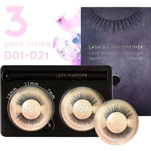 3 Pairs D01-D41 Poptone 3D Eyelashes With Black Liner Natural Look Lash Eyeliner Kit No Glue Needed No Magnets Adhesive Eyeliner