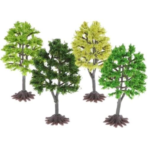 4 Pieces 9cm HO OO Scale Model Tree Diorama Wargame Scenery Green Landscape
