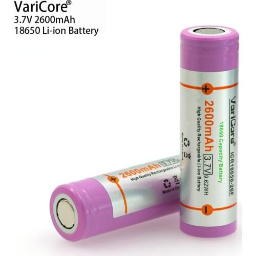 4PCS VariCore 100% New Original 18650 ICR18650-26F 3.7V 2600mAh Li-ion Rechargeable Battery For Laptop/flashlight