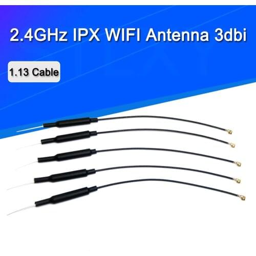 5Pcs/lot 2.4GHz WIFI Antenna 3dbi UF.L IPX/IPEX Connector Brass Inner Aerial 15cm Length 1.13 Cable HLK-RM04 ESP-07
