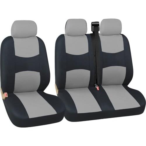 Gray Car Seat Cover Truck Interior Accessories Fit Universal Transporter/Van For Renault Peugeot Opel Vivaro 1+2 Seat Covers