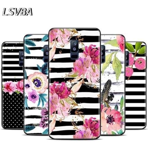 Stripes With Flowers Art For Samsung Galaxy A9 A8S A8 A7 A6S A6 A5 A3 A750 Plus 2018 2017 2016 Star Phone Case