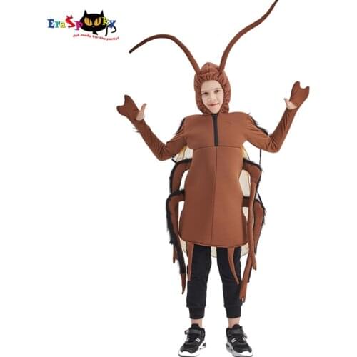 Eraspooky Creepy Cockroach Costume Children Halloween Costume For Kids Funny Animal Jumpsuit Boys Carnival Cosplay Fancy Dress