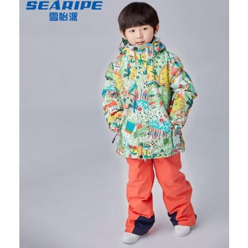 Boys Kids Children Ski Suit Waterproof Ski Jacket Snow Pants Thermal Boys Winter Outdoor Hooded Clothes Costume Set