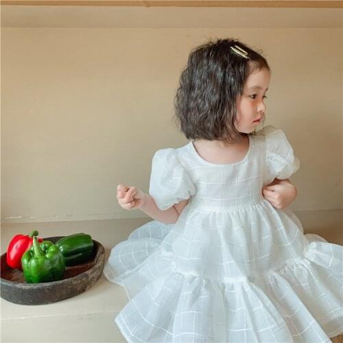 Fairy Tale Toddler Girls White Ruffles Dress Lolita Children Puff Sleeve Birthday Costume Clothing Outfit