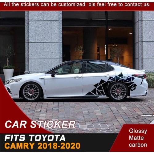 For TOYOTA CAMRY 2018 2019 2020 Irregular triangle Car Stickers Side Body 10 Racing Sport Flame Graphics Vinyl Car Decals