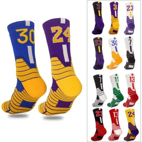 Hot Professional number Basketball Socks Sports Men Kids Non-slip Durable Outdoor Running Socks Skateboard Towel Bottom Socks