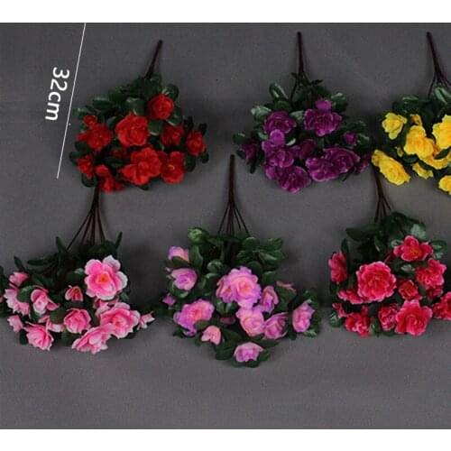Artificial Flowers Cheap Bouquet Simulation of Azalea Safflower Wedding Party Garden Home Decoration Silk Plastic Plants