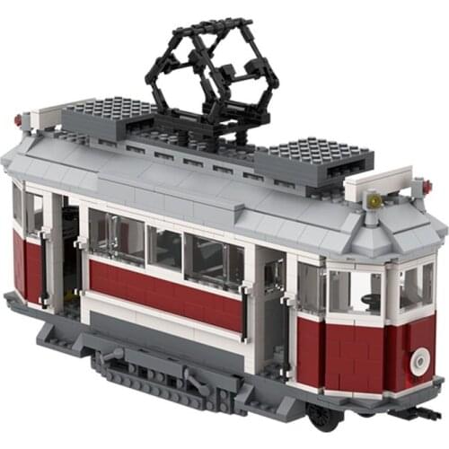 MOC New Energy Electric Car Building Blocks Kit Town Tram Bricks Idea Assemble Electric Vehicle Toys For Children Birthday Gifts